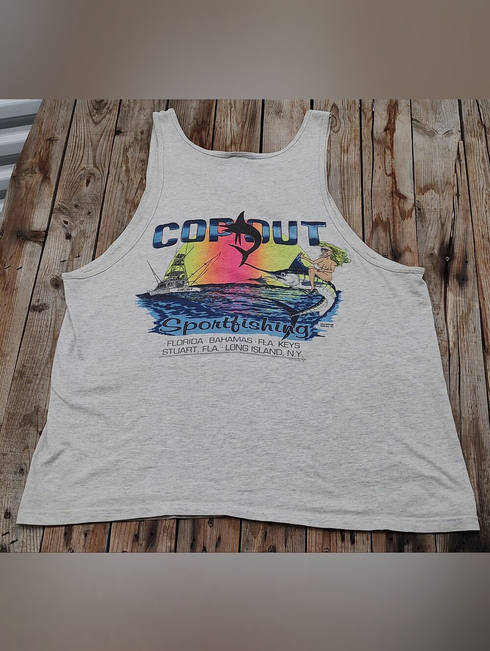 vintage 90's COP OUT Sportfishing charter boat tank top made in USA